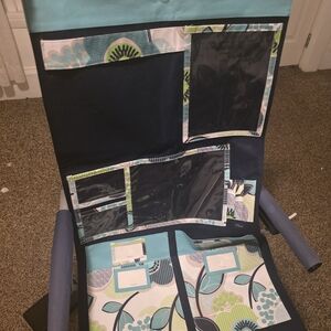 Thirty-One Hanging Organizer with Blue and Green Floral Design